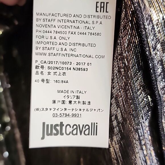 NWT Just Cavalli Gold Metallic Tassel Detail Top - Picture 11 of 11